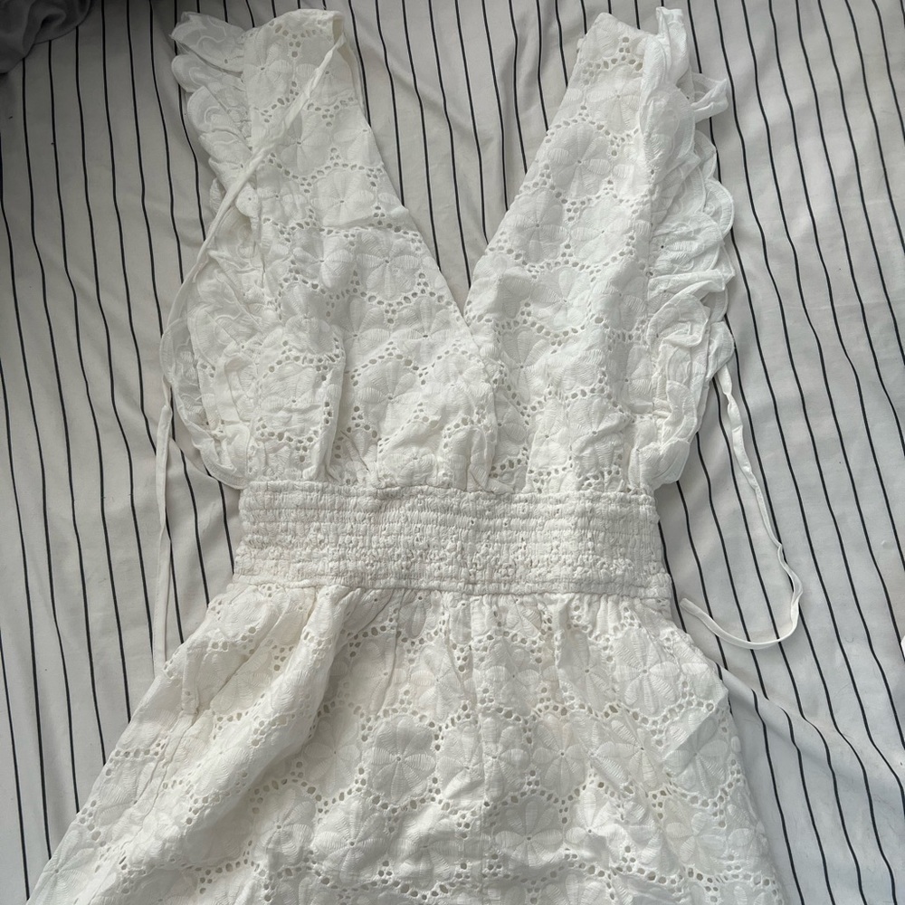 Lace eyelet romper